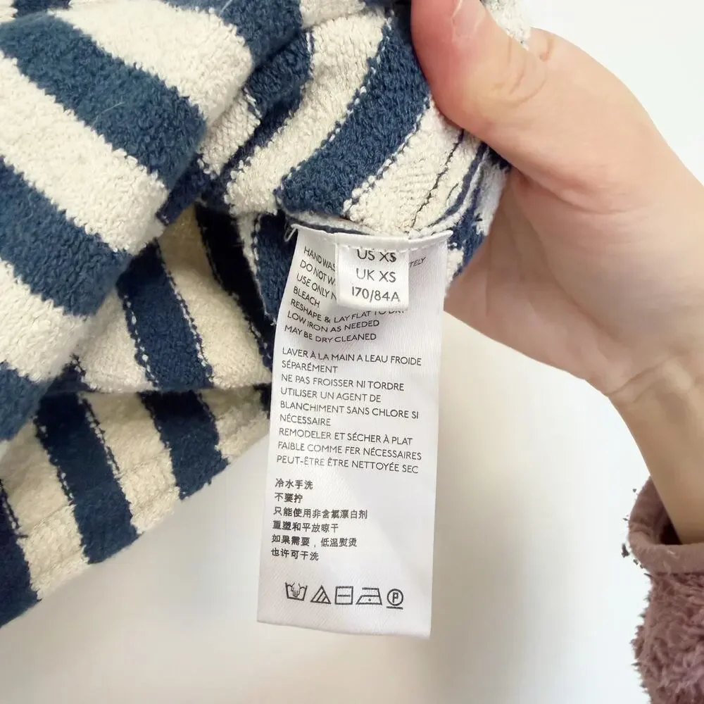 Free People Navy White Striped Roberta Sweater Top Sz XS